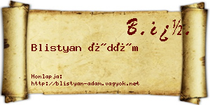 Blistyan Ádám névjegykártya